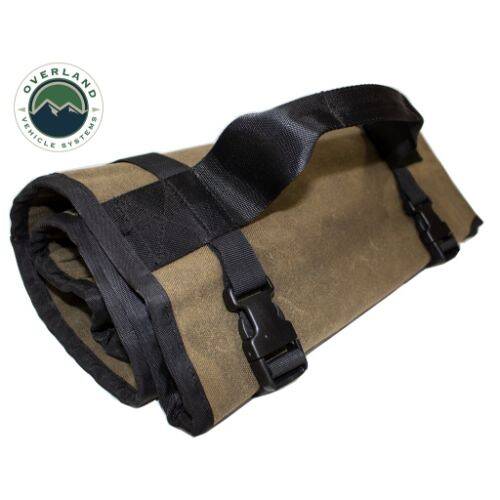 Rolled Brown Waxed Canvas Bag for General Tools With Handle And Straps