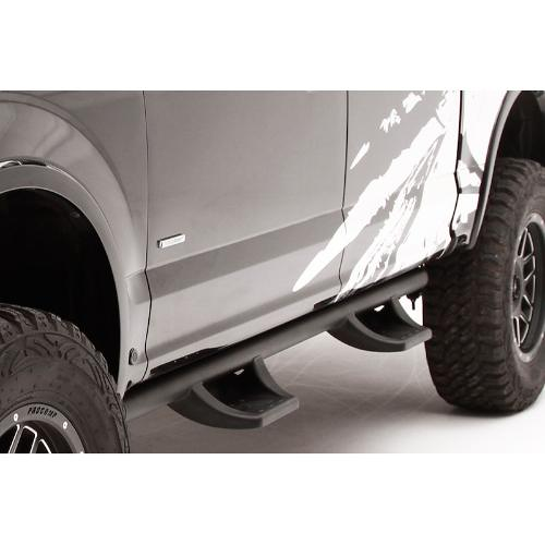 3&quot; Round Nerf Bar w/ Drop Down Step - Black