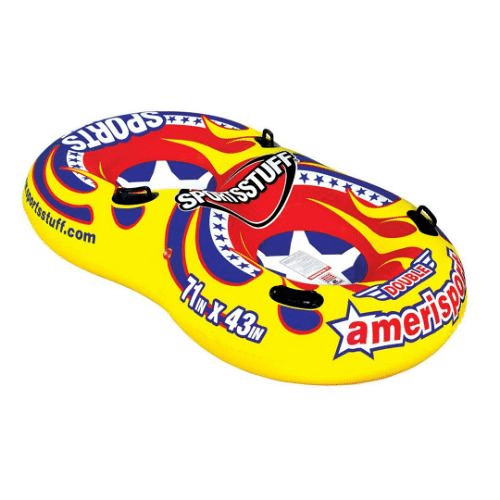 AMERISPORT Double Snow Tube - Holds 2 Rider; Red/ Blue/ Yellow